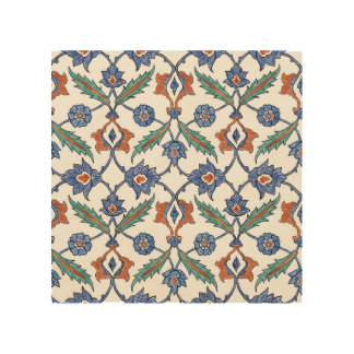 Medieval Turkish Tiles: Floral Ornament. Wood Wall Art