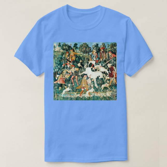 Medieval Unicorn Floral Tapestry 3 T-Shirt (Design Front)