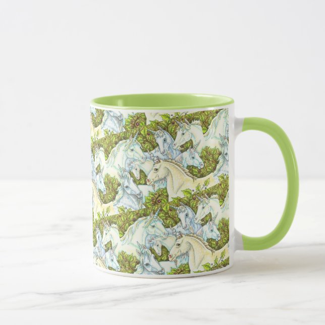 MEDIEVAL UNICORN HERD, HORSES, STALLION Fantasy Mug (Right)