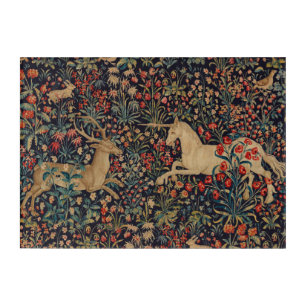 Medieval Unicorn Midnight Floral Garden Acrylic Print