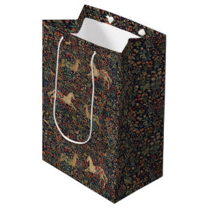 Medieval Unicorn Midnight Floral Garden Medium Gift Bag