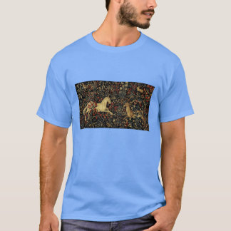 Medieval Unicorn Midnight Floralapestry vintage T-Shirt