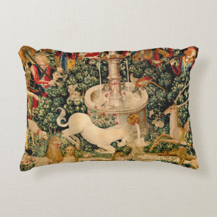 Medieval Unicorn Tapestries Print: Met Cloisters Accent Pillow