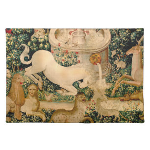 Medieval Unicorn Tapestries Print: Met Cloisters Cloth Placemat