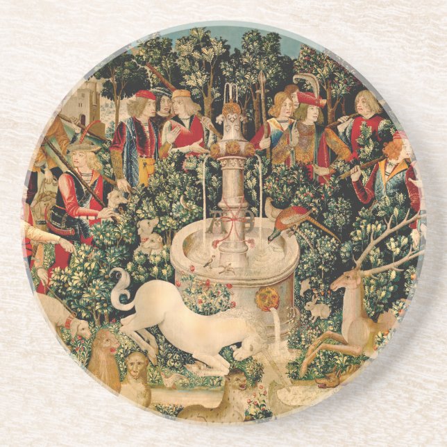 Medieval Unicorn Tapestries Print: Met Cloisters Coaster (Front)