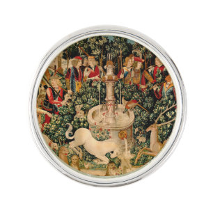 Medieval Unicorn Tapestries Print: Met Cloisters Lapel Pin