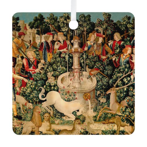 Medieval Unicorn Tapestries Print: Met Cloisters Metal Ornament