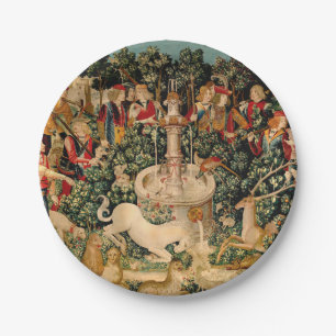 Medieval Unicorn Tapestries Print: Met Cloisters Paper Plates