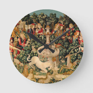 Medieval Unicorn Tapestries Print: Met Cloisters Round Clock