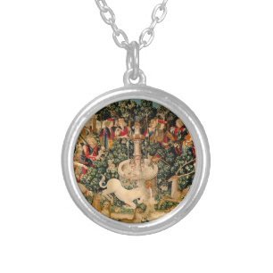 Medieval Unicorn Tapestries Print: Met Cloisters Silver Plated Necklace
