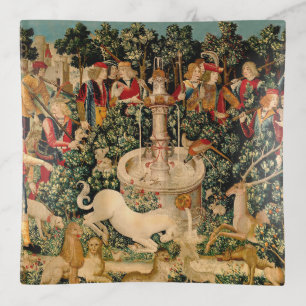 Medieval Unicorn Tapestries Print: Met Cloisters Trinket Tray
