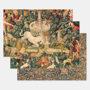 Medieval Unicorn Tapestries Print: Met Cloisters Wrapping Paper Sheets