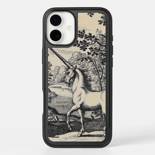Medieval Unicorn with Name Otterbox iPhone Case (Back)