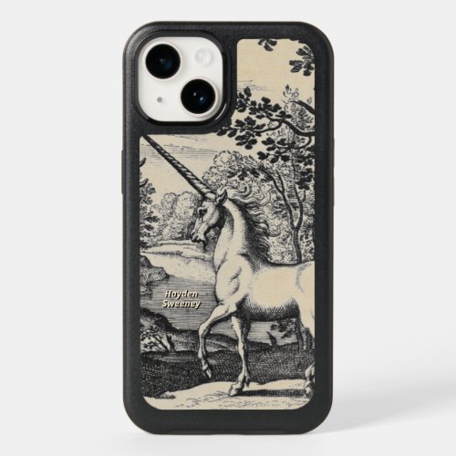 Medieval Unicorn with Name OtterBox iPhone 14 Case