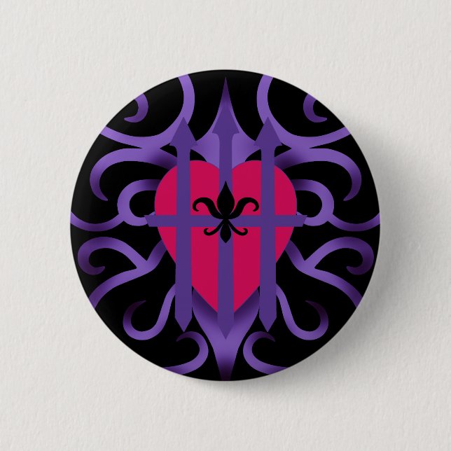 Medieval Valentine pink captured heart Pinback Button (Front)