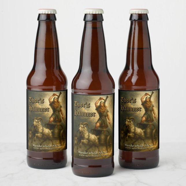 Medieval Viking God Thor Template Beer Bottle Label (Bottles)