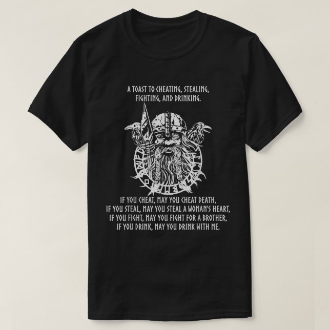 Medieval Viking Mythology - Norse God Odin- Nordic T-Shirt (Design Front)