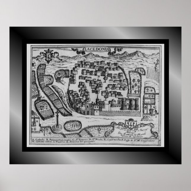 Medieval Village Map ~ Lacedonia ~ Italy~ Poste Poster (Front)