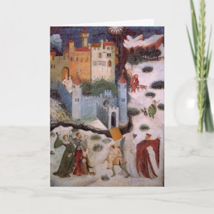 Medieval village scene card