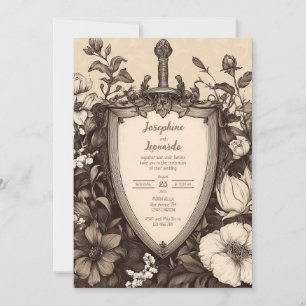 Medieval Vintage Sword and Shield Invitation