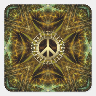 Medieval Visions Golden Peace Symbol Postcard Square Sticker