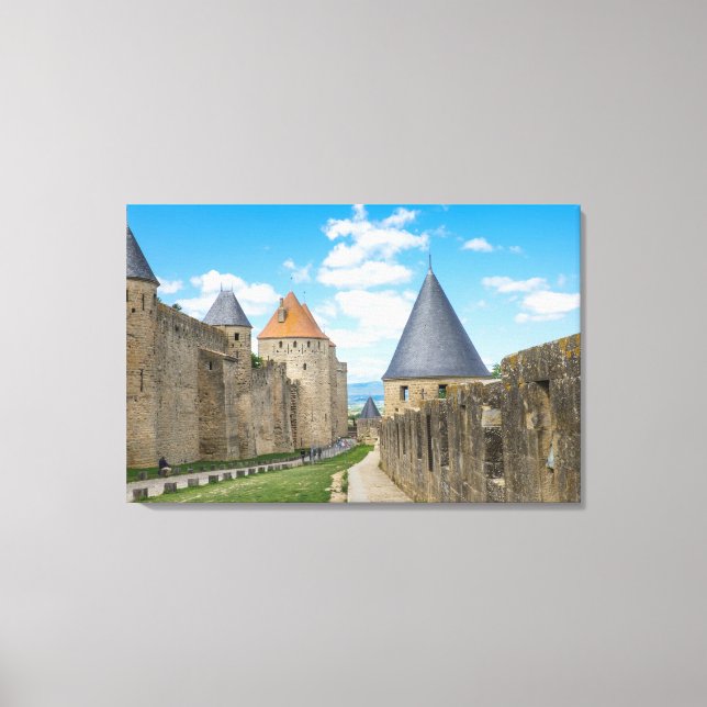 Medieval Walls of Carcassonne Canvas Print (Front)