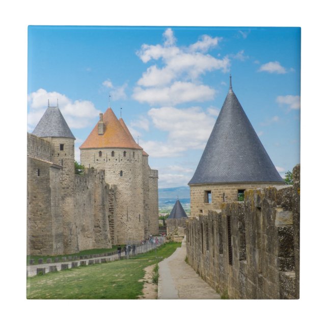 Medieval Walls of Carcassonne Ceramic Tile (Front)