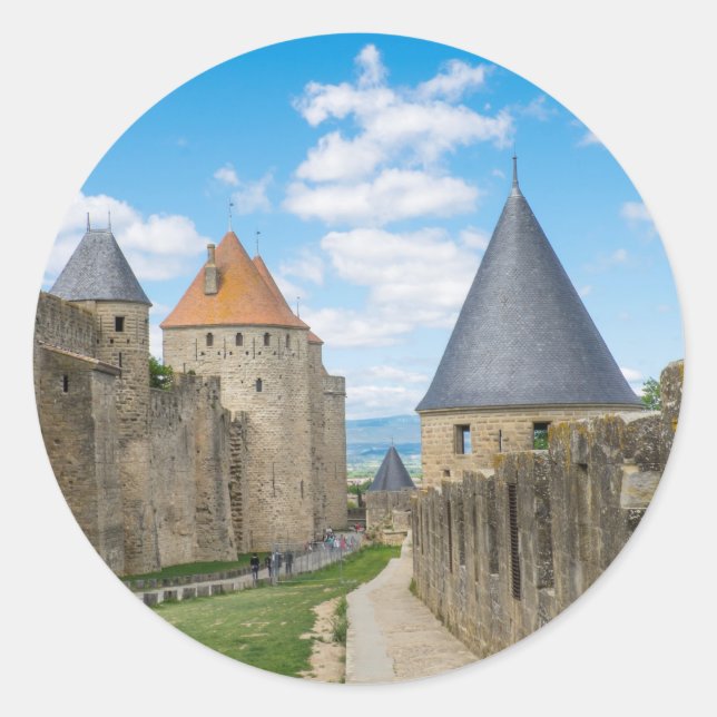 Medieval Walls of Carcassonne Classic Round Sticker (Front)