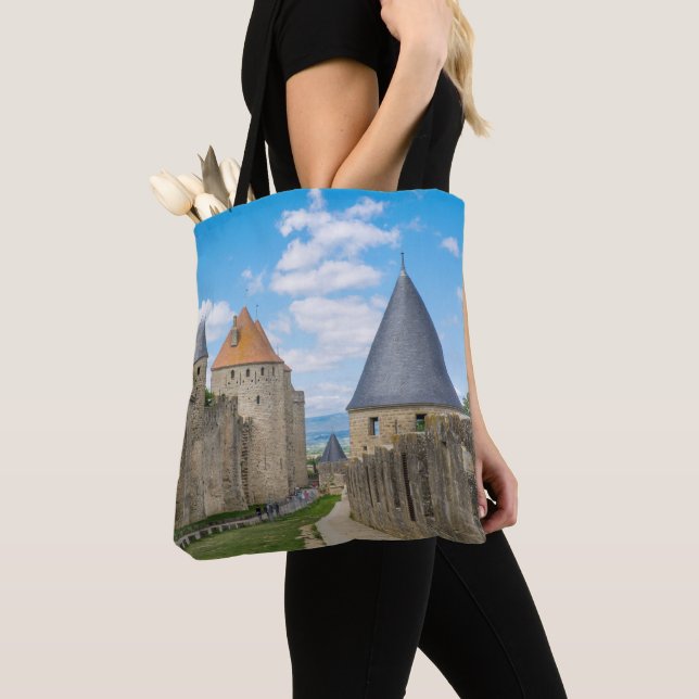 Medieval Walls of Carcassonne Tote Bag (Close Up)