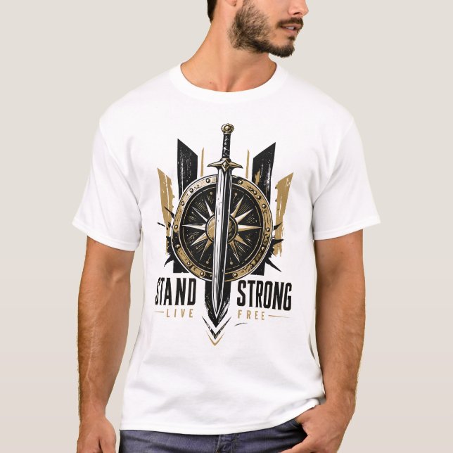 Medieval Warrior Graphic Motivational T-Shirt (Front)