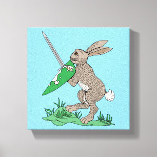 Medieval Warrior Rabbit Canvas Print