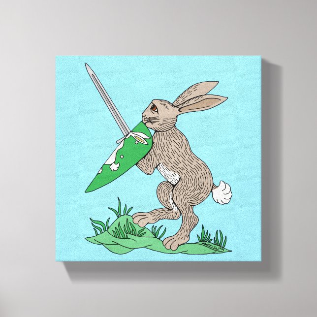 Medieval Warrior Rabbit Canvas Print (Front)