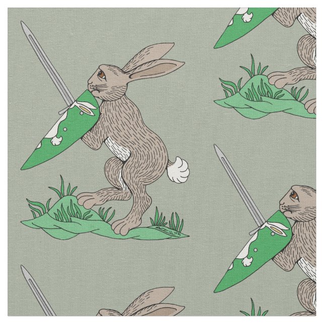 Medieval Warrior Rabbit Fabric (Close Up)