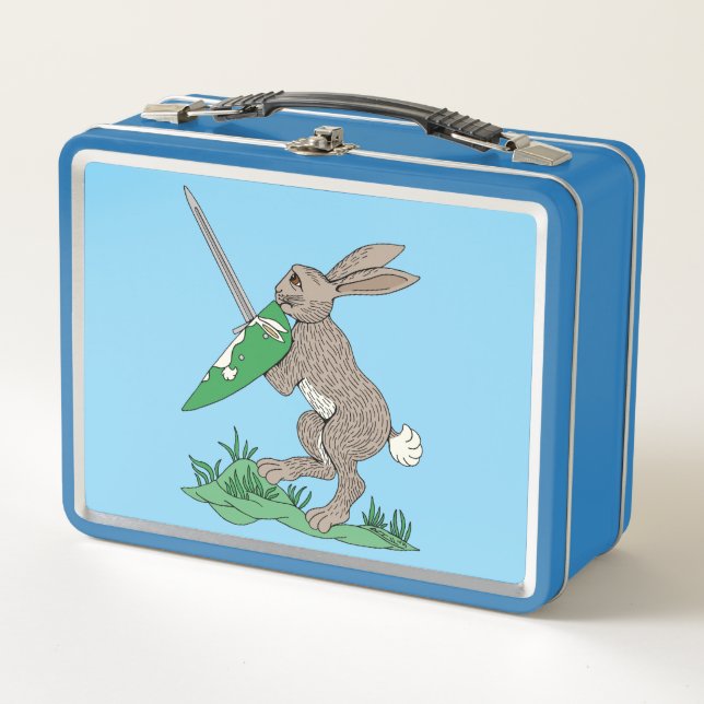 Medieval Warrior Rabbit Metal Lunch Box (Front)