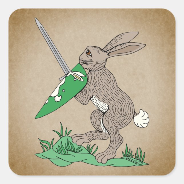 Medieval Warrior Rabbit Square Sticker (Front)