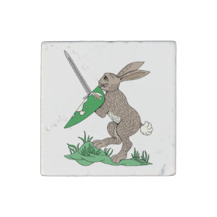 Medieval Warrior Rabbit Stone Magnet