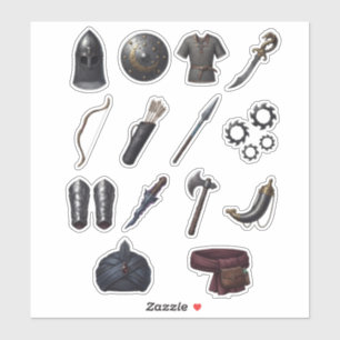 Medieval Warrior Weapons Armor Dark Fantasy Sticker
