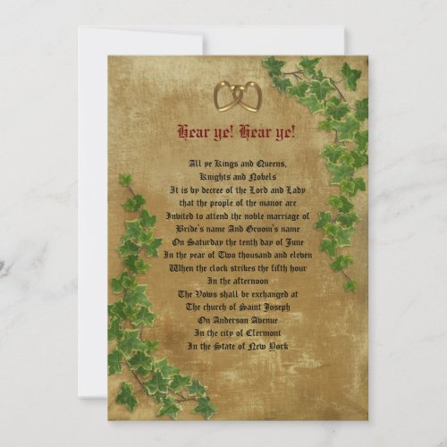 Medieval wedding Invitation decree template