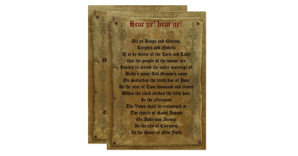 Medieval wedding Invitation decree template | Zazzle