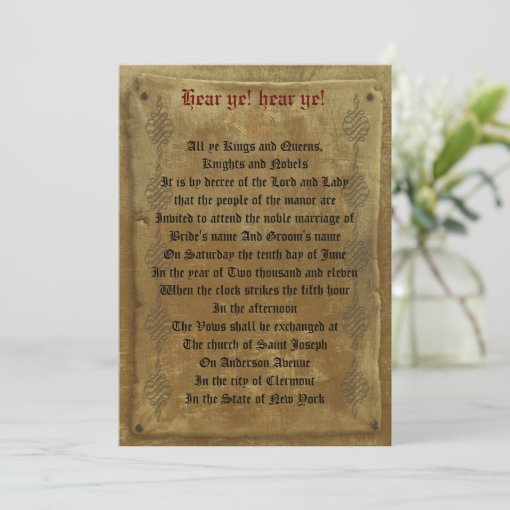 Medieval wedding Invitation decree template | Zazzle