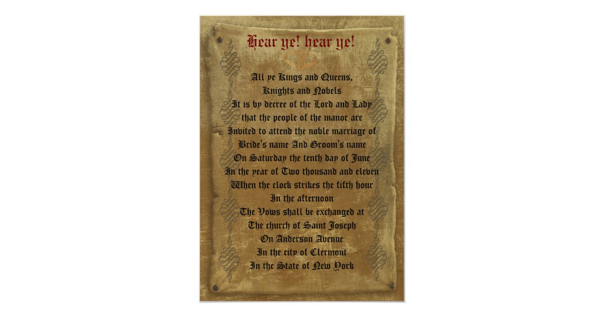 Medieval wedding Invitation decree template | Zazzle