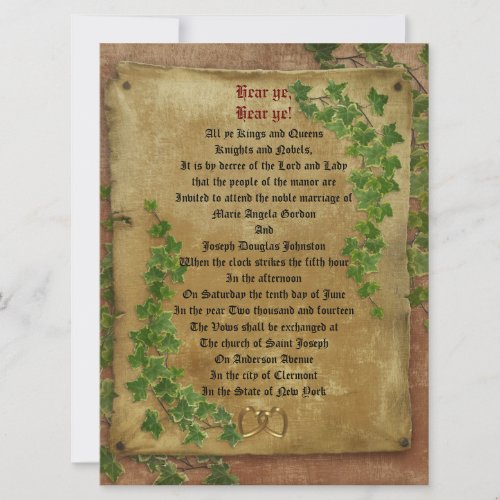 Medieval wedding Invitation large format