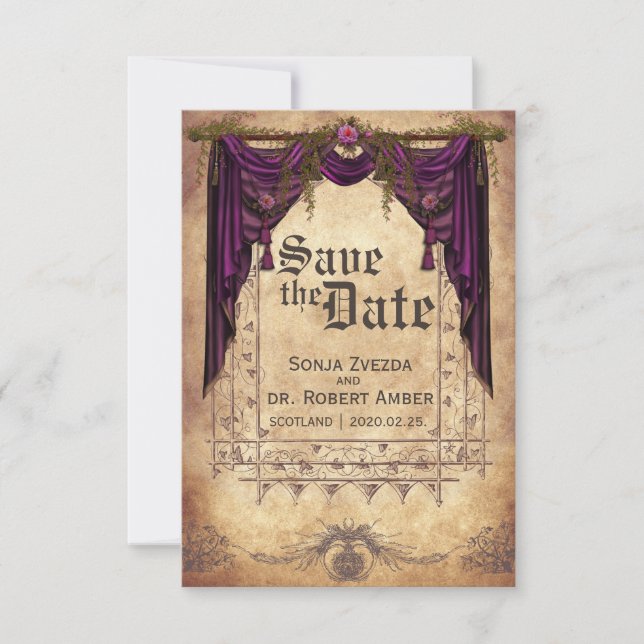 Medieval Wedding Save the Date invitation (Front)