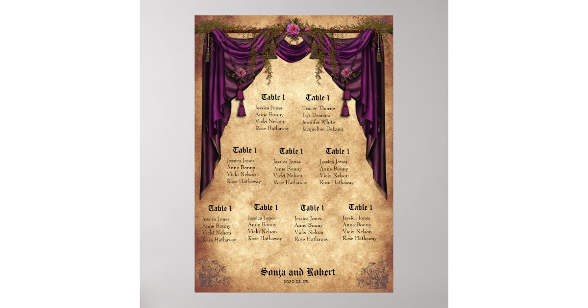 Medieval Wedding Seating Chart Zazzle