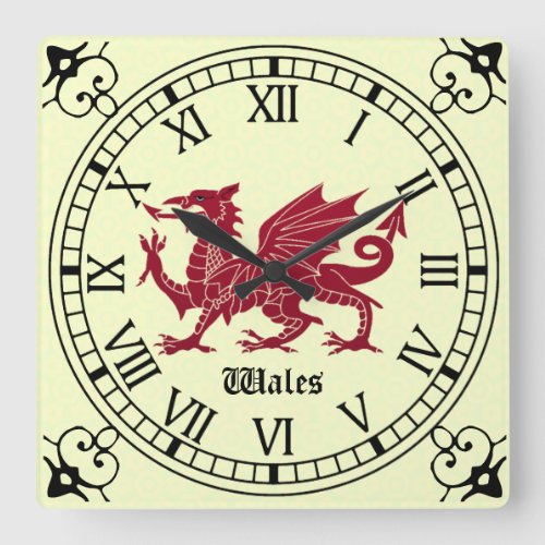 Medieval Welsh Dragon Wall Clock _ Roman Numerals