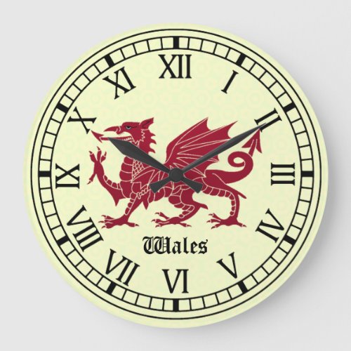 Medieval Welsh Dragon Wall Clock _ Roman Numerals