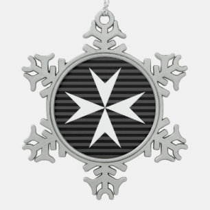 Medieval white cross Order of St John (UK) Snowflake Pewter Christmas Ornament
