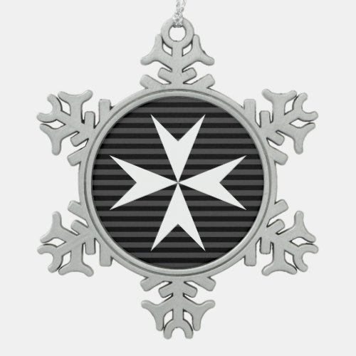 Medieval white cross  Order of St John UK Snowflake Pewter Christmas Ornament