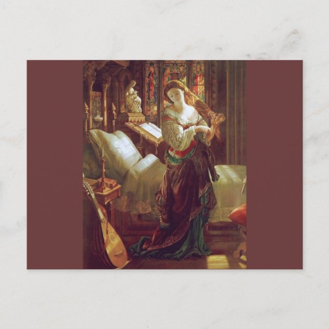 Medieval woman bedroom postcard (Front)