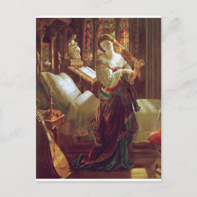 Medieval woman bedroom postcard (Front)